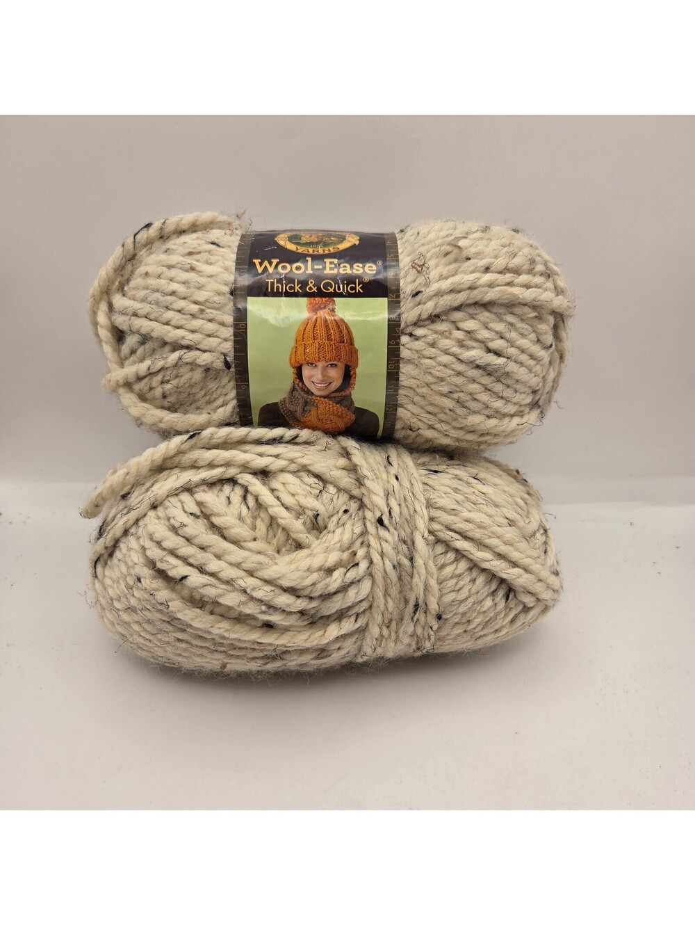 Lion Brand Wool-Ease Thick & Quick Yarn Lot 1.8 Skeins Oatmeal 123 Super Bulky #
